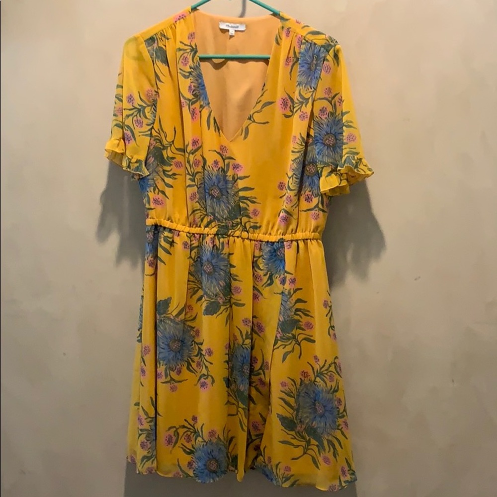 Madewell Ruffle Yellow Floral Dress - size 10